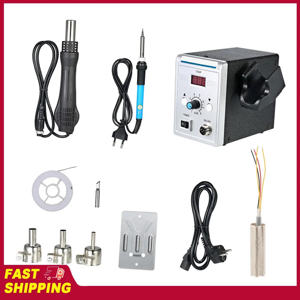 858D 700W Soldering Station LED Digital Solder Iron Desoldering Station BGA Rework Solder Station Hot Air Gun Electric Iron Set
858D 700W Soldering Station LED Digital Solder Iron Desoldering Station BGA Rework Solder Station Hot Air Gun Electric Iron Set