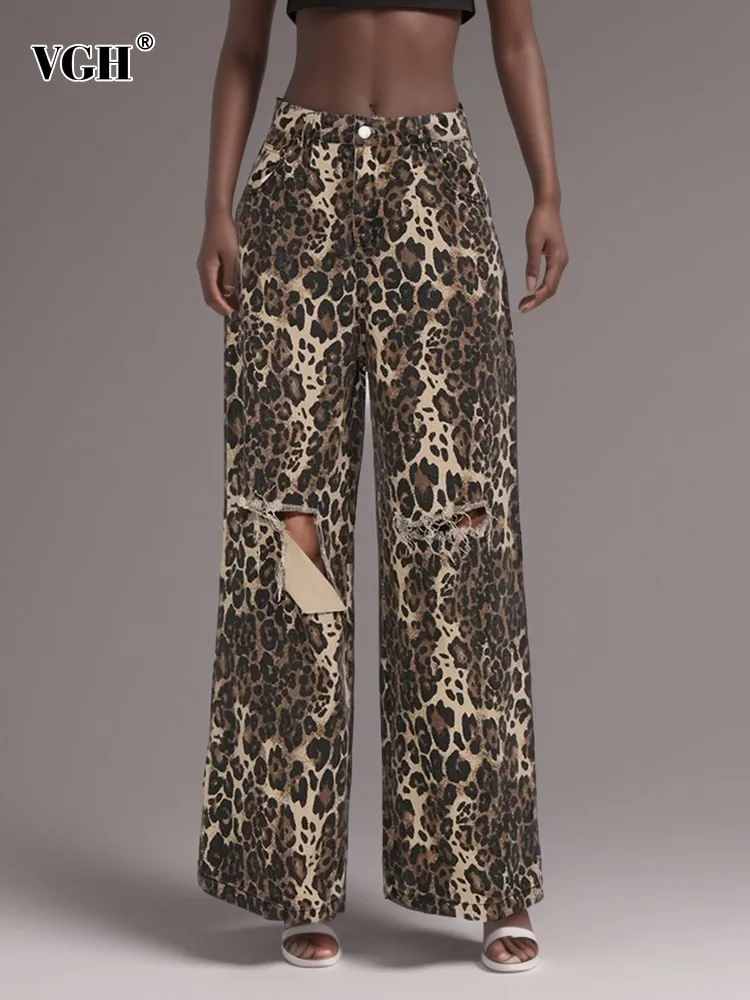 VGH Hollow Out Leopard Casual Denim Trousers For Women High Waist Patchwork Pockets Streetwear Straight Jeans Female Fashion New
VGH Hollow Out Leopard Casual Denim Trousers For Women High Waist Patchwork Pockets Streetwear Straight Jeans Female Fashion New