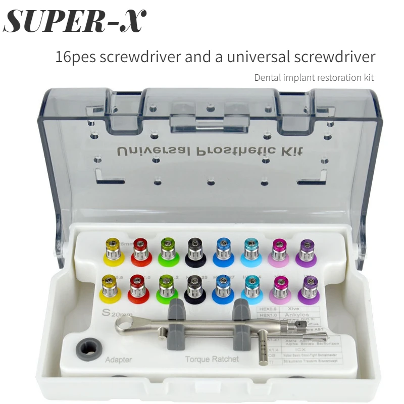 SUPER-X 1set Dental Screwdriver Universal Repair Tool Dentistry Torque Wrench Ratchet 10-70NCM Tools with Drivers & Wrench Kit
SUPER-X 1set Dental Screwdriver Universal Repair Tool Dentistry Torque Wrench Ratchet 10-70NCM Tools with Drivers & Wrench Kit