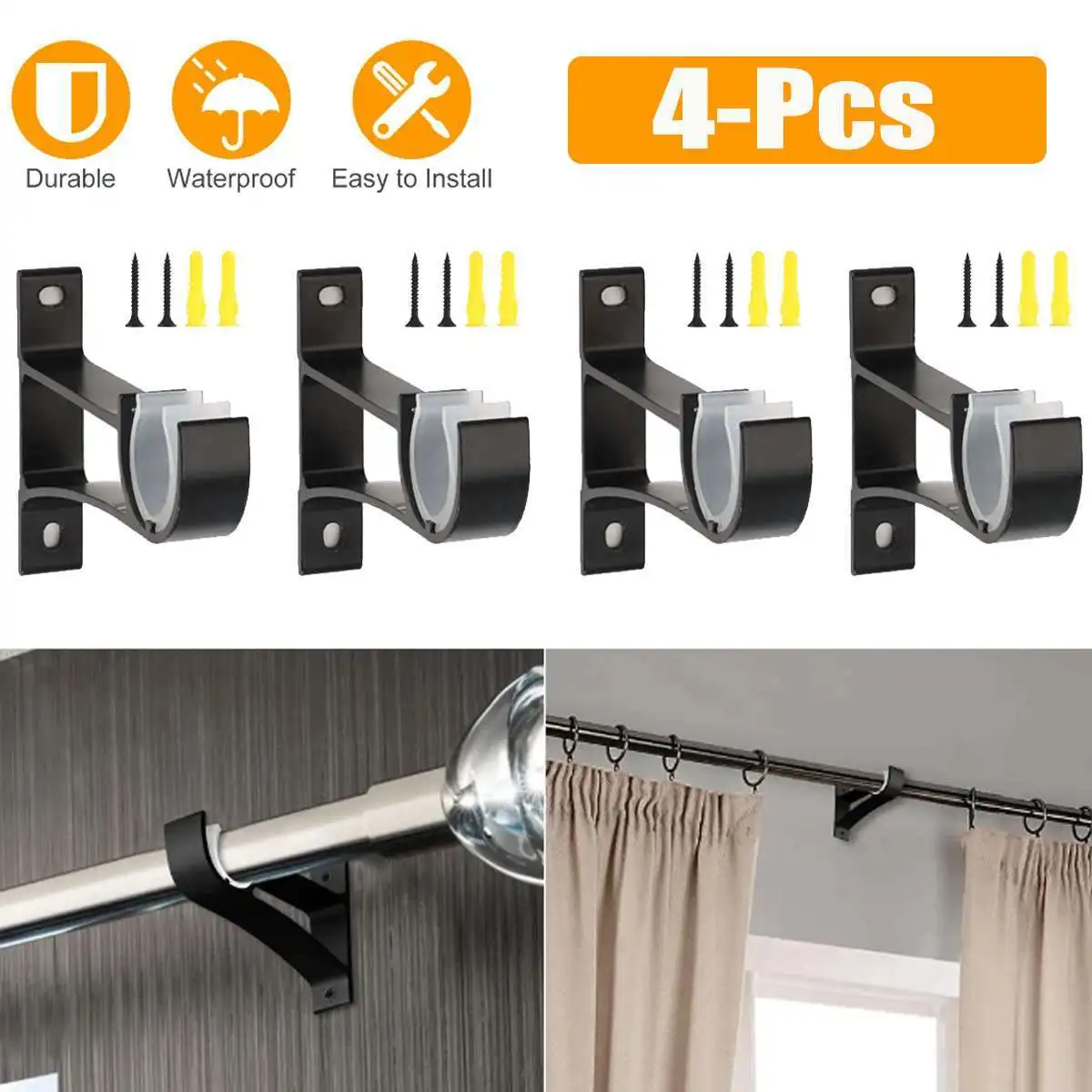 4 Pcs Single Curtain Rod Brackets for Drapery Rod Aluminum Alloy Heavy Duty
4 Pcs Single Curtain Rod Brackets for Drapery Rod Aluminum Alloy Heavy Duty