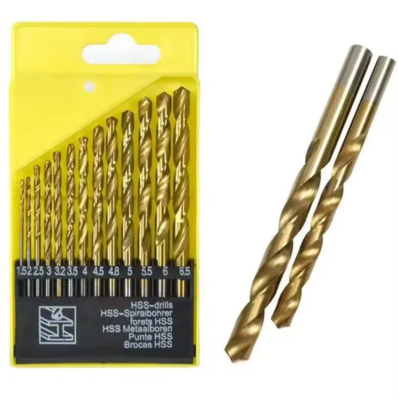 13PCS HSS Titanium Drill Bits Set for Electric Screwdriver Metal Wood Plastic 1.5-6.5mm Twist Bits with Storage Case
13PCS HSS Titanium Drill Bits Set for Electric Screwdriver Metal Wood Plastic 1.5-6.5mm Twist Bits with Storage Case