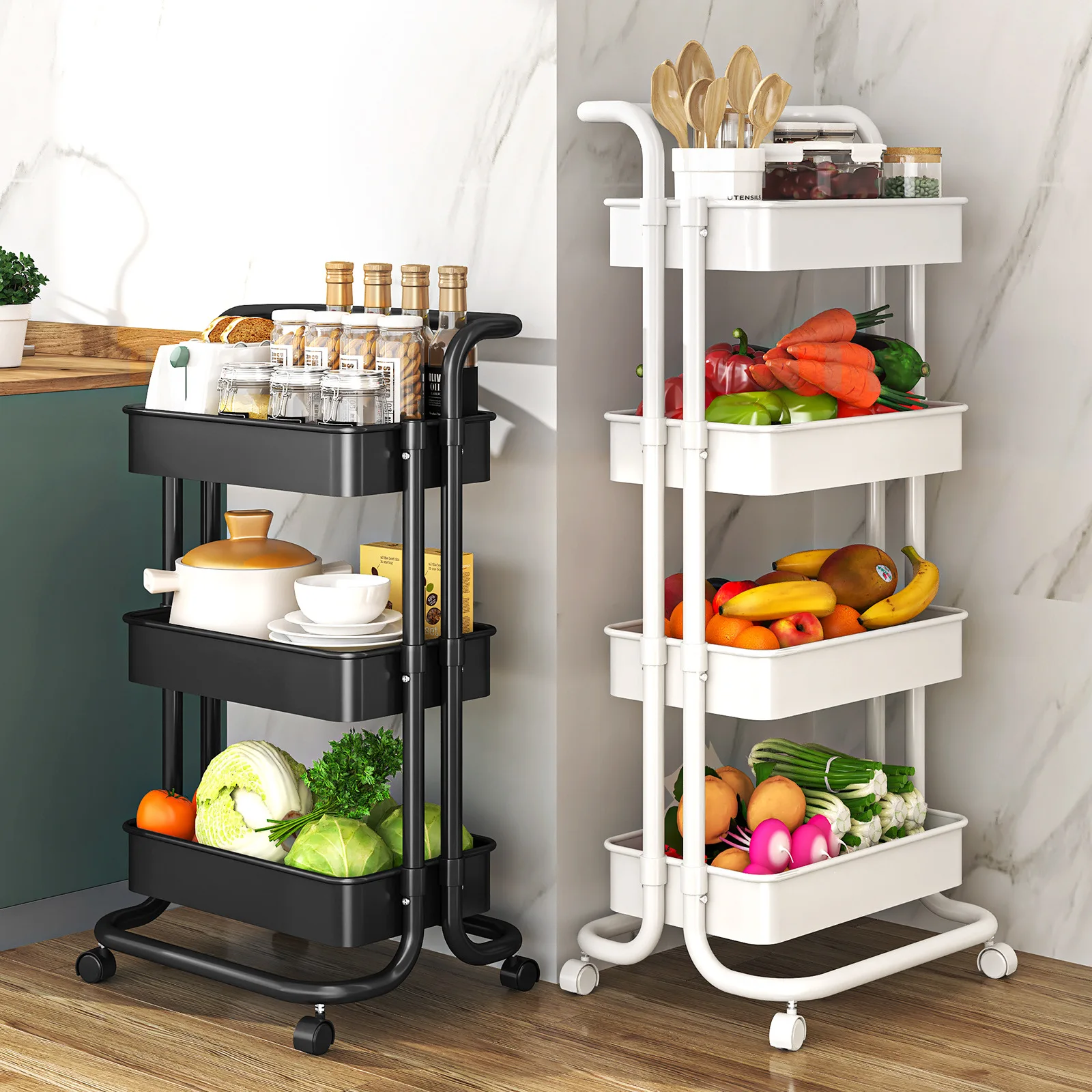 Kitchen Shelf Household Cart Multi-layer Movable Storage Rack Floor to Floor Bedroom Mobile Snack Storage Rack
Kitchen Shelf Household Cart Multi-layer Movable Storage Rack Floor to Floor Bedroom Mobile Snack Storage Rack