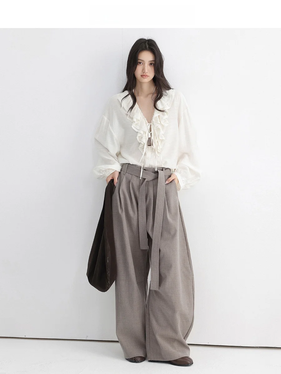 CHACHASTU Simple Folded Wide Leg Pants Women's Spring Autumn Slimming High Waist Floor-Length Casual Trousers
CHACHASTU Simple Folded Wide Leg Pants Women's Spring Autumn Slimming High Waist Floor-Length Casual Trousers