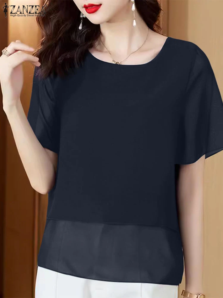 Women Summer Work OL Blouses 2025 ZANZEA Elegant Short Sleeve Solid Shirts Fashion Solid Tunic Tops Female Loose Blusas Oversize
Women Summer Work OL Blouses 2025 ZANZEA Elegant Short Sleeve Solid Shirts Fashion Solid Tunic Tops Female Loose Blusas Oversize