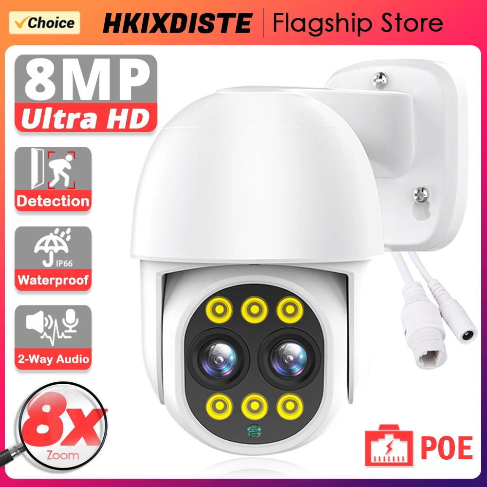 XMEye 4K PoE IP Camera 8MP Outdoor PTZ 8x Zoom Security Camera 355° Pan 90° Tilt Smart Detection Surveillance Cameras Dual Lens
XMEye 4K PoE IP Camera 8MP Outdoor PTZ 8x Zoom Security Camera 355° Pan 90° Tilt Smart Detection Surveillance Cameras Dual Lens