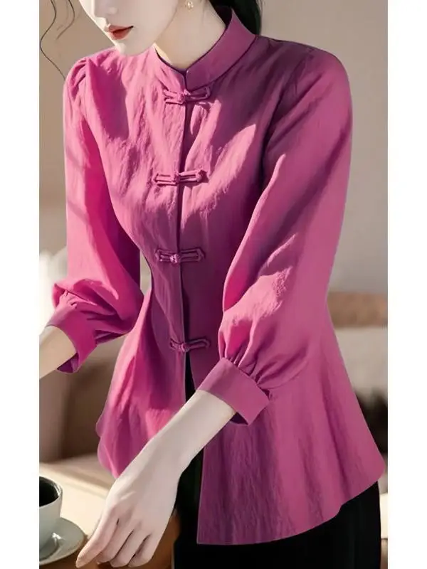 New Chinese Style Stand Collar Silk Shirt Women's Spring Summer Fashionable Ageless Blouse Korean Style Loose Fit Long Sleeve
New Chinese Style Stand Collar Silk Shirt Women's Spring Summer Fashionable Ageless Blouse Korean Style Loose Fit Long Sleeve
