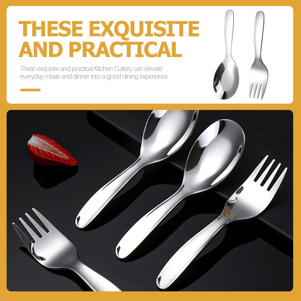 4pcs Stainless Steel Spoon Fork Set Elegant Cutlery for Home Restaurant Kitchen Buffet Family Dining Utensils Baby Feeding
4pcs Stainless Steel Spoon Fork Set Elegant Cutlery for Home Restaurant Kitchen Buffet Family Dining Utensils Baby Feeding