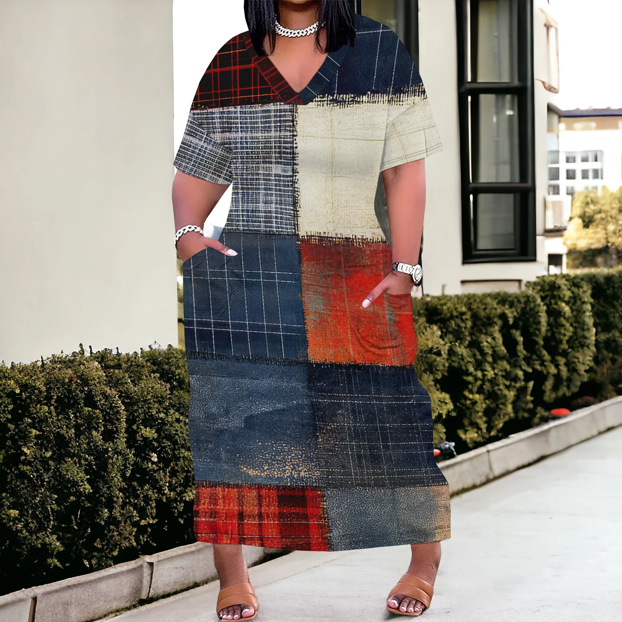 SheFirstStyle Distressed Denim Maxi Dress Women's Plus Size S-4XL Casual V-Neck Dress with Pockets for Everyday Wear
SheFirstStyle Distressed Denim Maxi Dress Women's Plus Size S-4XL Casual V-Neck Dress with Pockets for Everyday Wear