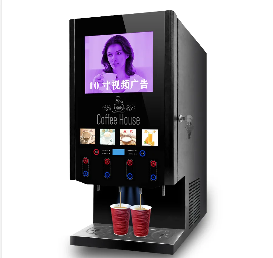 40SCW-10L Video Advertising Hot Ice Coffee Vending Machine With Hot Ice Water Dispenser Touch Button Instant Coffee Machine
40SCW-10L Video Advertising Hot Ice Coffee Vending Machine With Hot Ice Water Dispenser Touch Button Instant Coffee Machine