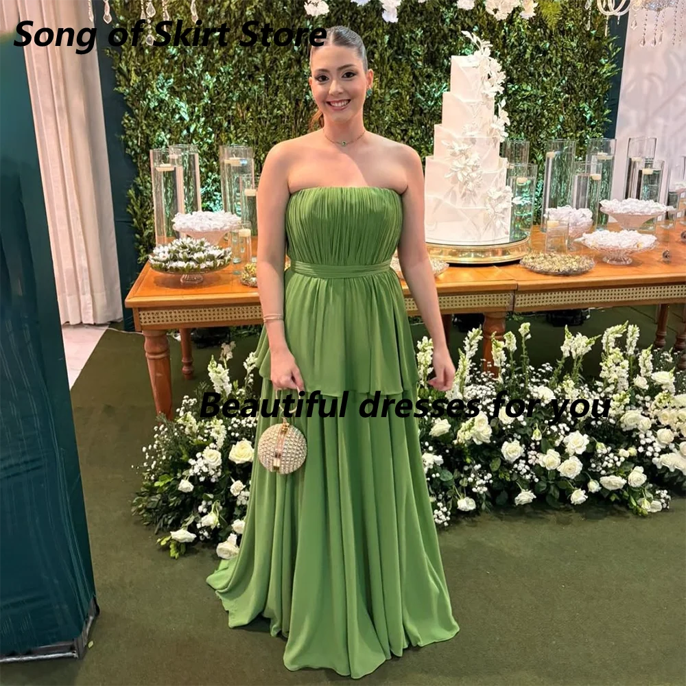 Elegant Green Prom Dress Customized Strapless Backless Pleat Chiffon A Line Formal Party Dresses Long Wedding Guest Dress
Elegant Green Prom Dress Customized Strapless Backless Pleat Chiffon A Line Formal Party Dresses Long Wedding Guest Dress