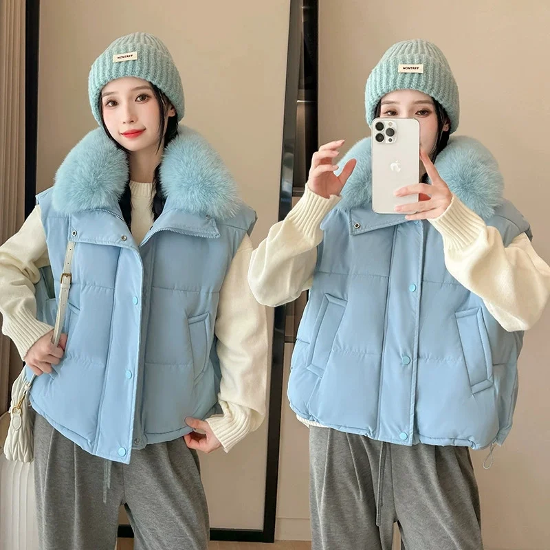 Women Down Cotton Vest Autumn Winter Fashion Faux Fur Collar Sleeveless Jacket Warm Lady Waistcoat Comfortable Short Jacket
Women Down Cotton Vest Autumn Winter Fashion Faux Fur Collar Sleeveless Jacket Warm Lady Waistcoat Comfortable Short Jacket