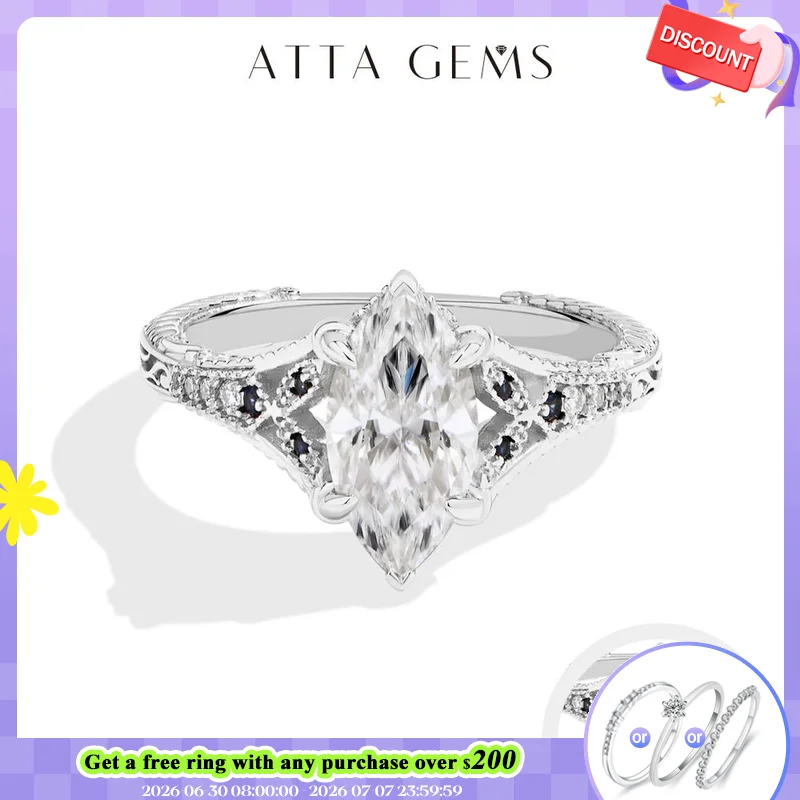 ATTAGEMS Marquise Cut 2ct Moissanite Ring With Lab Sapphire Women's Ring 925 Sterling Silver Luxury Wedding Jewelry Customizable
ATTAGEMS Marquise Cut 2ct Moissanite Ring With Lab Sapphire Women's Ring 925 Sterling Silver Luxury Wedding Jewelry Customizable