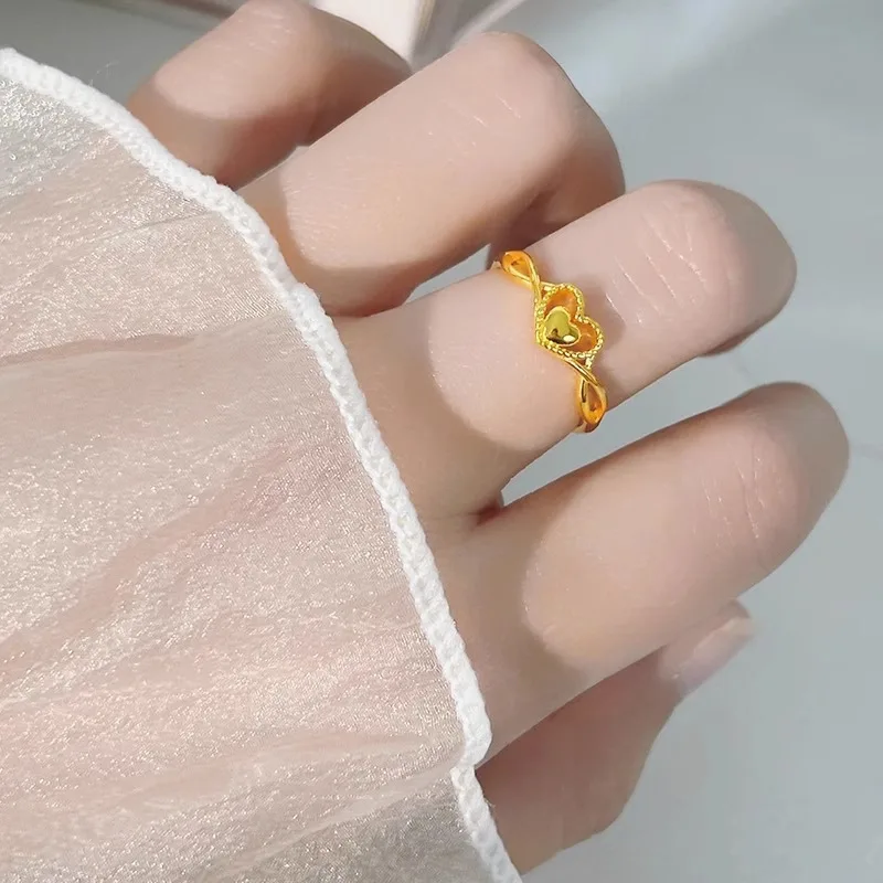 AU999 Gold Ring Love Ring Women's 24k Real Gold Niche Design Open Ring Shallow Luxury Heart Folding Ring Jewelry
AU999 Gold Ring Love Ring Women's 24k Real Gold Niche Design Open Ring Shallow Luxury Heart Folding Ring Jewelry