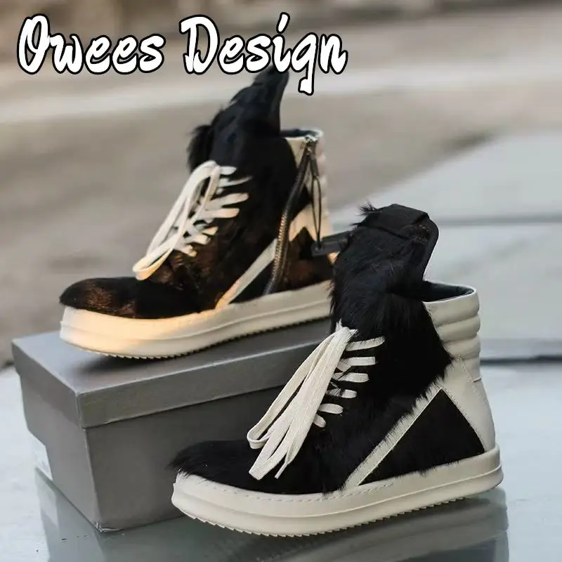 Men Horse Fur Designer Sneakers Women Ankle Boot High Top Brand Shoes Leather Geobasket Zipper Quality Thick-sole Platform Shoes
Men Horse Fur Designer Sneakers Women Ankle Boot High Top Brand Shoes Leather Geobasket Zipper Quality Thick-sole Platform Shoes