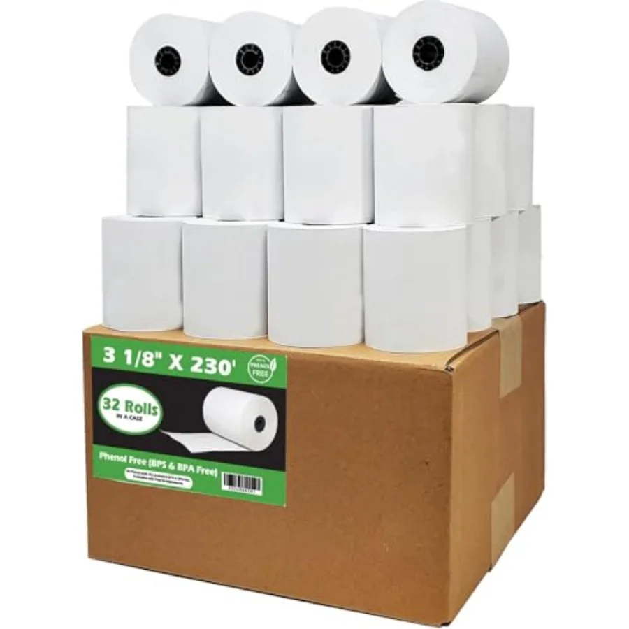 Phenol Free Thermal Paper 3 1/8" x 230' Feet Also BPA and BPS Free - 32 Rolls Climate Friendly Receipt Rolls fits all Clover PO
Phenol Free Thermal Paper 3 1/8" x 230' Feet Also BPA and BPS Free - 32 Rolls Climate Friendly Receipt Rolls fits all Clover PO