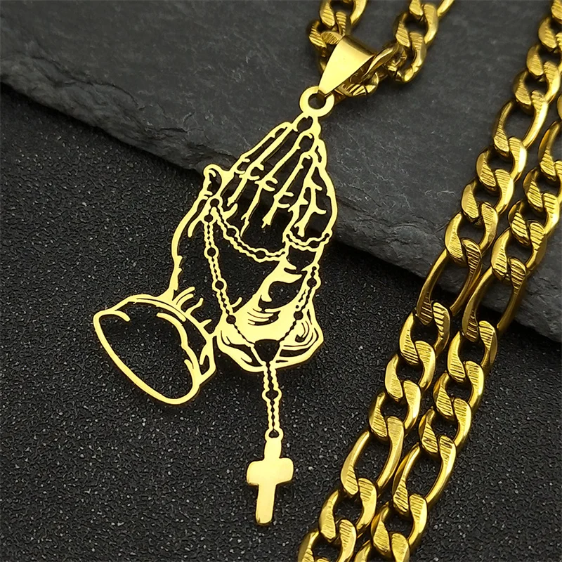 Hollow Prayer Gesture Jesus Cross Pendant Necklace for Men Stainless Steel Gold Color Christian Religion Hip Hop Chain Jewelry
Hollow Prayer Gesture Jesus Cross Pendant Necklace for Men Stainless Steel Gold Color Christian Religion Hip Hop Chain Jewelry