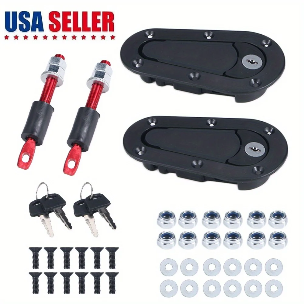 Set of 2 Universal Racing Car Bonnet with Flush - Mount Hood Latch, Pin & Key - Locking 
Set of 2 Universal Racing Car Bonnet with Flush - Mount Hood Latch, Pin & Key - Locking