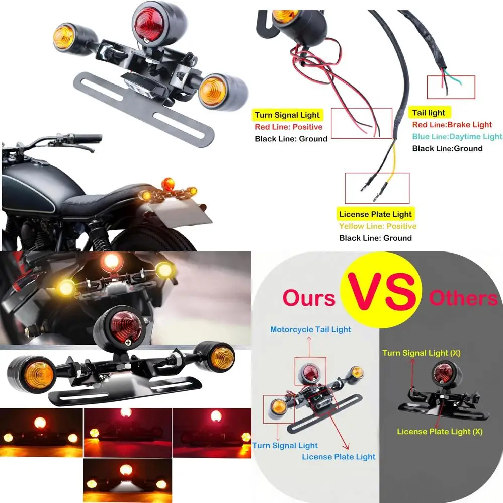 12V LED Motorcycle Tail Light with Integrated Brake, Turn Signals & License Plate Illumination
12V LED Motorcycle Tail Light with Integrated Brake, Turn Signals & License Plate Illumination