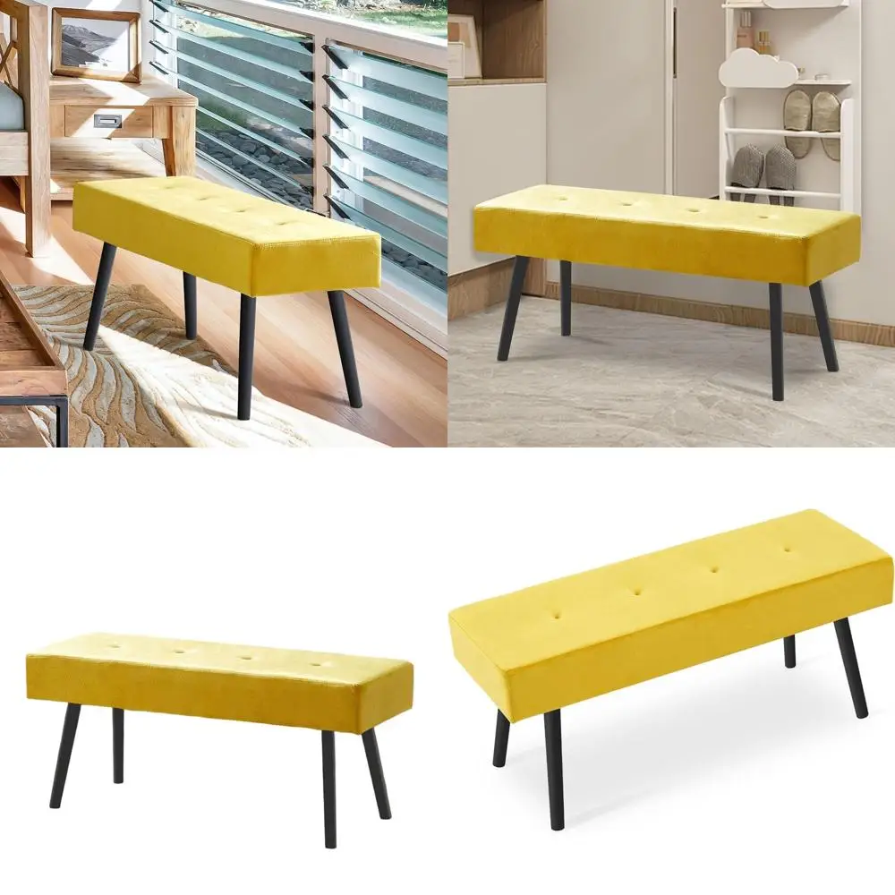 40-местная велюровая скамья с металлическими ножками для спальни, столовой, гостиной или прихожей, желтого цвета
40-местная велюровая скамья с металлическими ножками для спальни, столовой, гостиной или прихожей, желтого цвета