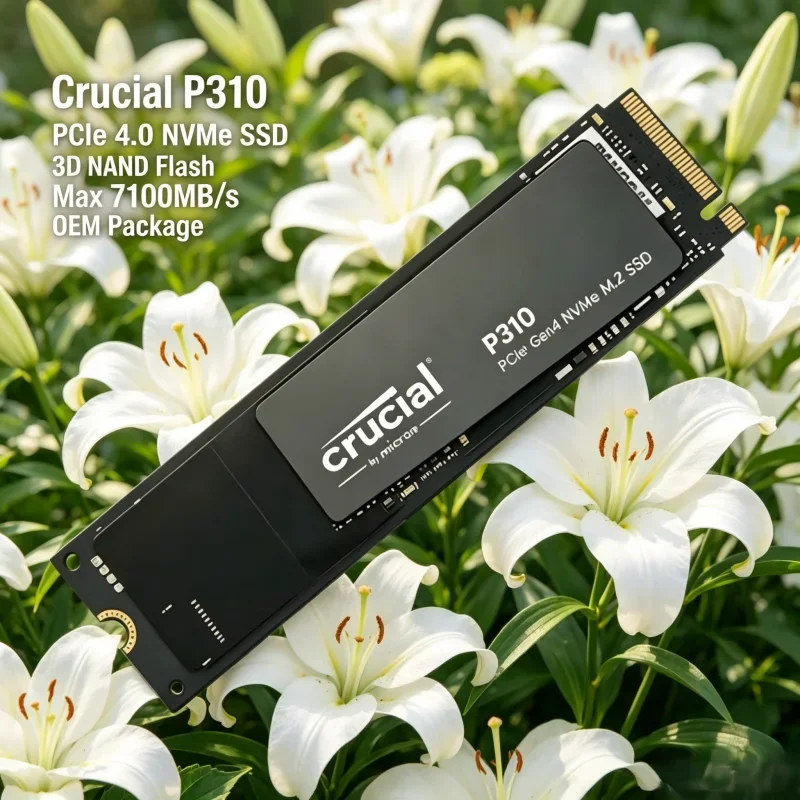 Crucial P310 1TB/2TB M.2 2280 PCIe 4.0 NVMe SSD 3D NAND Flash Max 7100MB/s Speed OEM Packaged Internal Drive for Laptops & Deskt
Crucial P310 1TB/2TB M.2 2280 PCIe 4.0 NVMe SSD 3D NAND Flash Max 7100MB/s Speed OEM Packaged Internal Drive for Laptops & Deskt