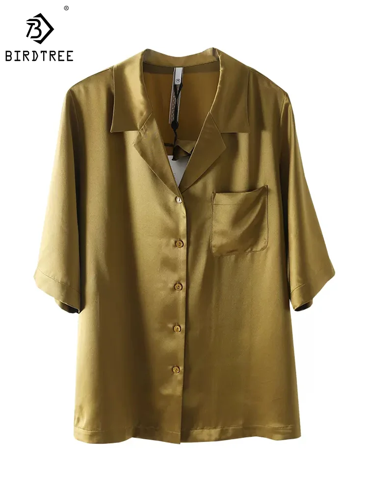 BirdTree 100%Real Silk Elegant Shirt, Women Short Sleeve Lapel Solid, Office Lady Versatile Blouse, 2024 Spring Summer T437113QM
BirdTree 100%Real Silk Elegant Shirt, Women Short Sleeve Lapel Solid, Office Lady Versatile Blouse, 2024 Spring Summer T437113QM