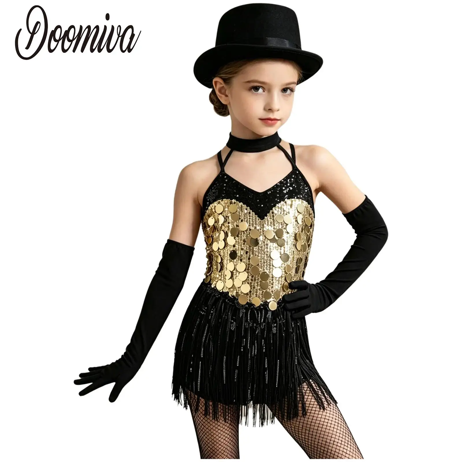 Kid Girls Tassels Sequin Latin Dance Dress Disco Samba Dance Costume Halter Sleeveless Strappy Fringe Dress And Gloves Dancewear
Kid Girls Tassels Sequin Latin Dance Dress Disco Samba Dance Costume Halter Sleeveless Strappy Fringe Dress And Gloves Dancewear