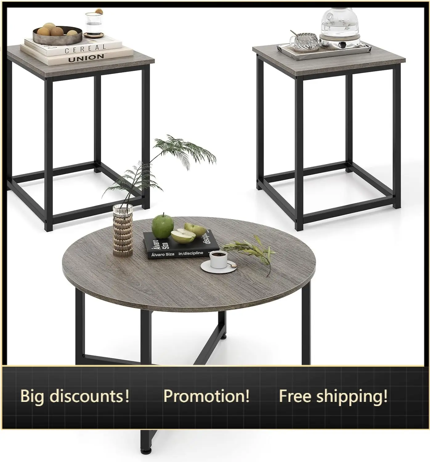 Round Nesting Table Set of 3 Farmhouse Coffee Table w 2 End Tables Sturdy Metal Frame 3 Piece Wooden Living Room Table Set
Round Nesting Table Set of 3 Farmhouse Coffee Table w 2 End Tables Sturdy Metal Frame 3 Piece Wooden Living Room Table Set