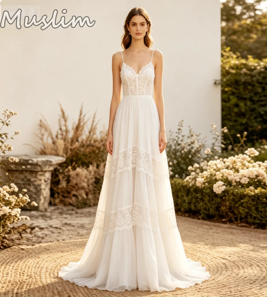 Rustic Boho Lace Tiered Wedding Dress Spaghetti Strap V Neck Flowy A Line Bohemian Country Bridal Gowns Elegant Reception Party
Rustic Boho Lace Tiered Wedding Dress Spaghetti Strap V Neck Flowy A Line Bohemian Country Bridal Gowns Elegant Reception Party