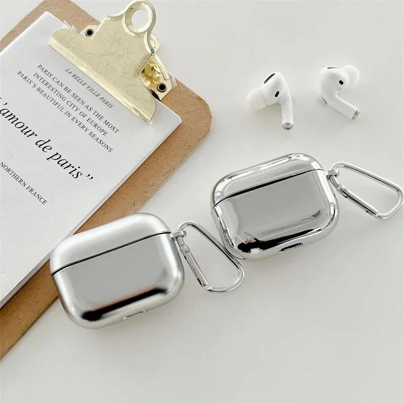 Suitable For Apple Airpods 1 2 3 4 Pro Pro2 Earphone Cover Protective Case Electroplated Mirror Simplicity Silver Case With hook
Suitable For Apple Airpods 1 2 3 4 Pro Pro2 Earphone Cover Protective Case Electroplated Mirror Simplicity Silver Case With hook