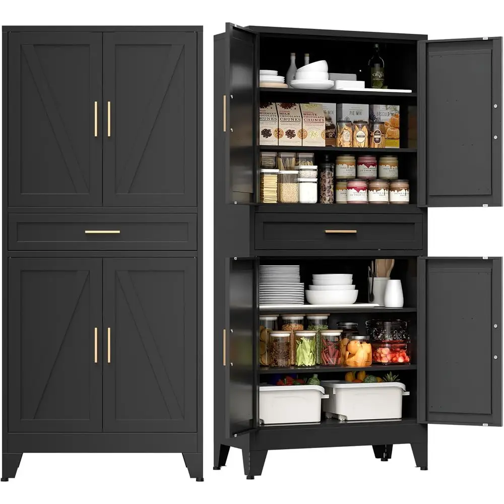 71" Tall Metal Storage Cabinet with 4 Doand 4 Adjustable Shelves, 6-Tier armhouse Storage Cabinet with Ders and Legs, or Oice, H
71" Tall Metal Storage Cabinet with 4 Doand 4 Adjustable Shelves, 6-Tier armhouse Storage Cabinet with Ders and Legs, or Oice, H