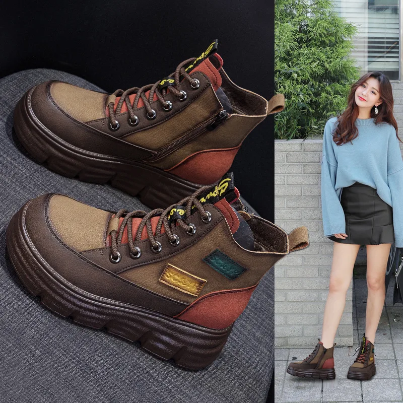 Fashionable Color Block Boots Thick Bottom Winter New Arrival Women's Heightening Retro Short Boots Trendy Ladies Boots
Fashionable Color Block Boots Thick Bottom Winter New Arrival Women's Heightening Retro Short Boots Trendy Ladies Boots