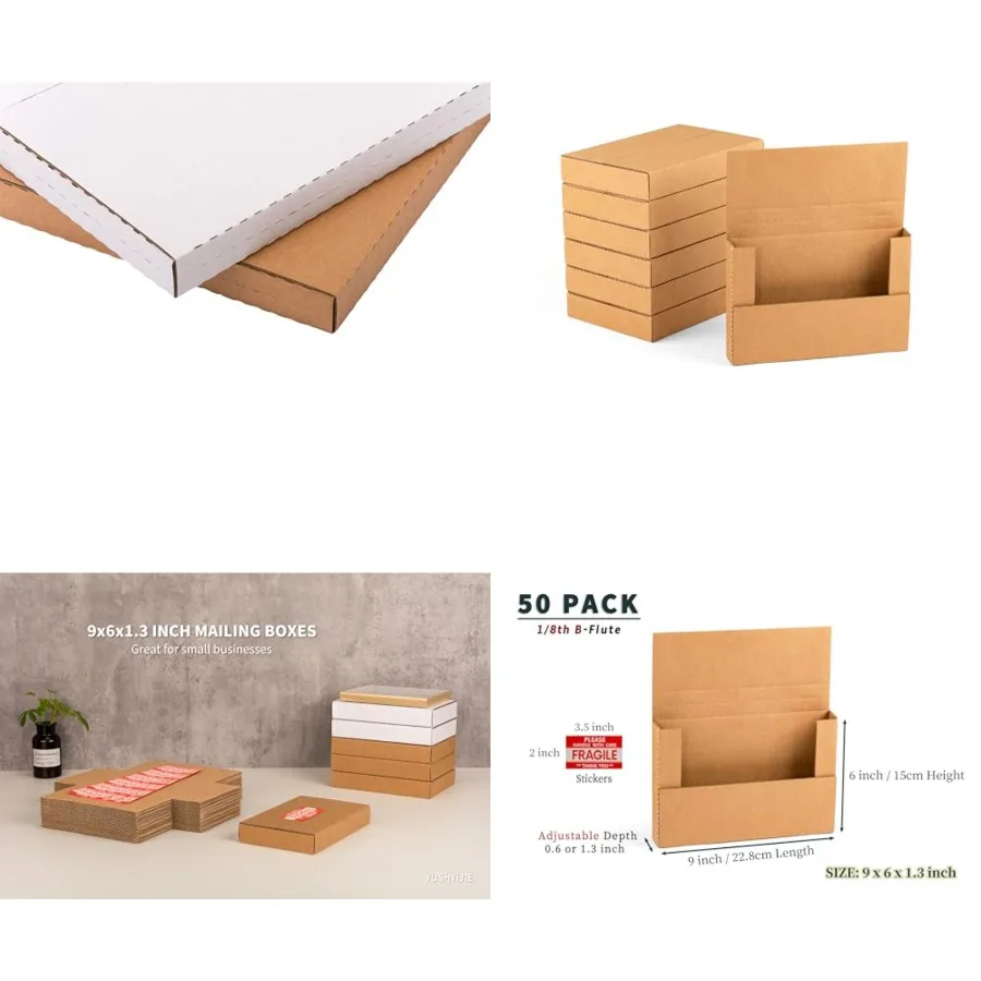 9x6x1.3 inch Small Shipping Boxes, Multi-Depth Flat Cardboard Boxes with Fragile Stickers for DVD Shipping, Packing, Moving, St
9x6x1.3 inch Small Shipping Boxes, Multi-Depth Flat Cardboard Boxes with Fragile Stickers for DVD Shipping, Packing, Moving, St
