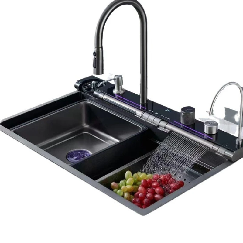 Stainless Steel Sink Kitchen Sink Feiyu Waterfall Faucet Large Single Sink Vegetable Basin
Stainless Steel Sink Kitchen Sink Feiyu Waterfall Faucet Large Single Sink Vegetable Basin