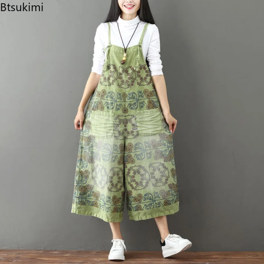 Spring New Strap Denim Pants Women's Vintage Print Jumpsuits Casual Streetwear Loose Ankle-length Wide Leg Overalls Female Jeans
Spring New Strap Denim Pants Women's Vintage Print Jumpsuits Casual Streetwear Loose Ankle-length Wide Leg Overalls Female Jeans