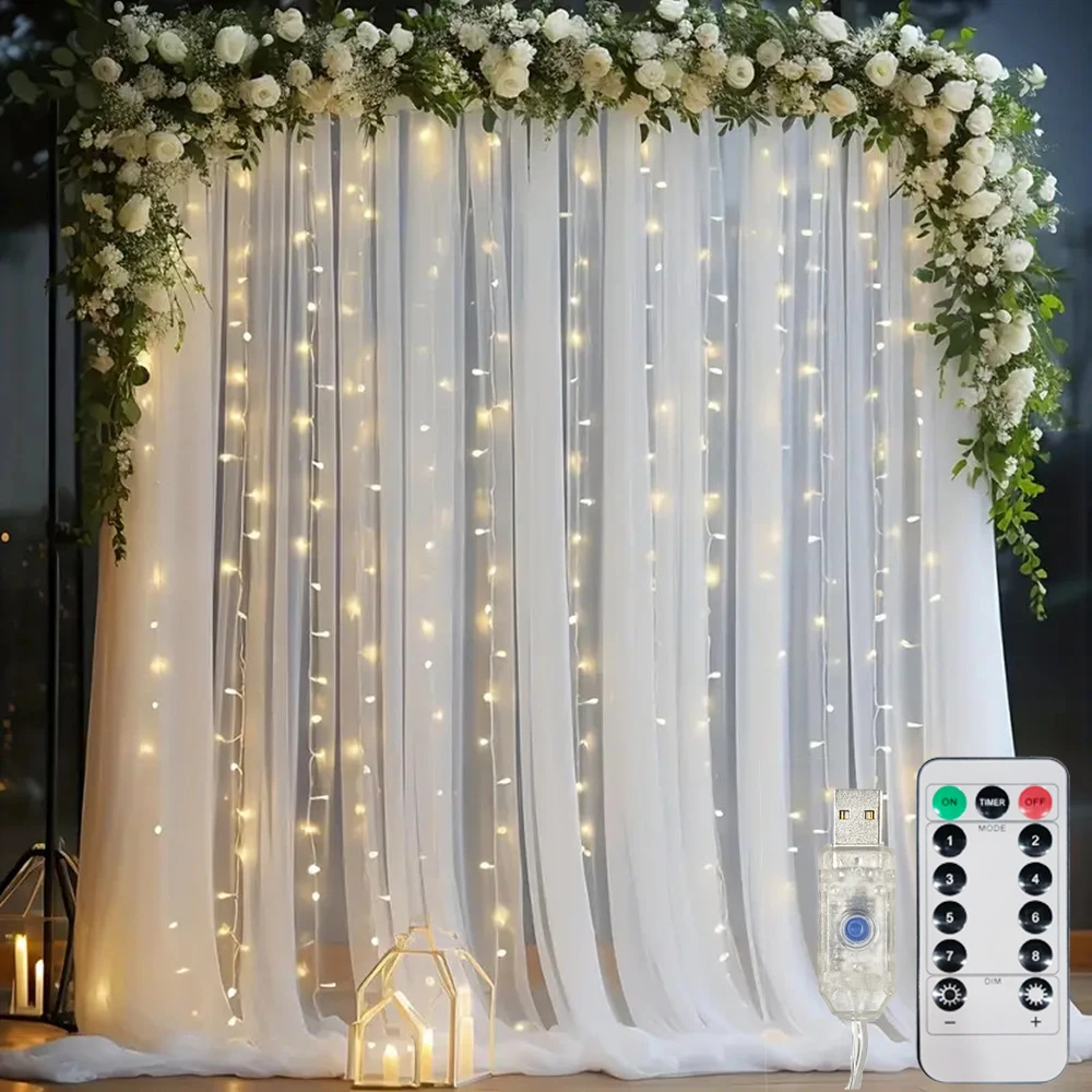 3 м/6 м свадебные занавески с USB-гирляндой, рождественские светодиодные гирлянды, рождественские огни, 8 режимов, дистанционный декор для дома, праздника, Новый год
3 м/6 м свадебные занавески с USB-гирляндой, рождественские светодиодные гирлянды, рождественские огни, 8 режимов, дистанционный декор для дома, праздника, Новый год
