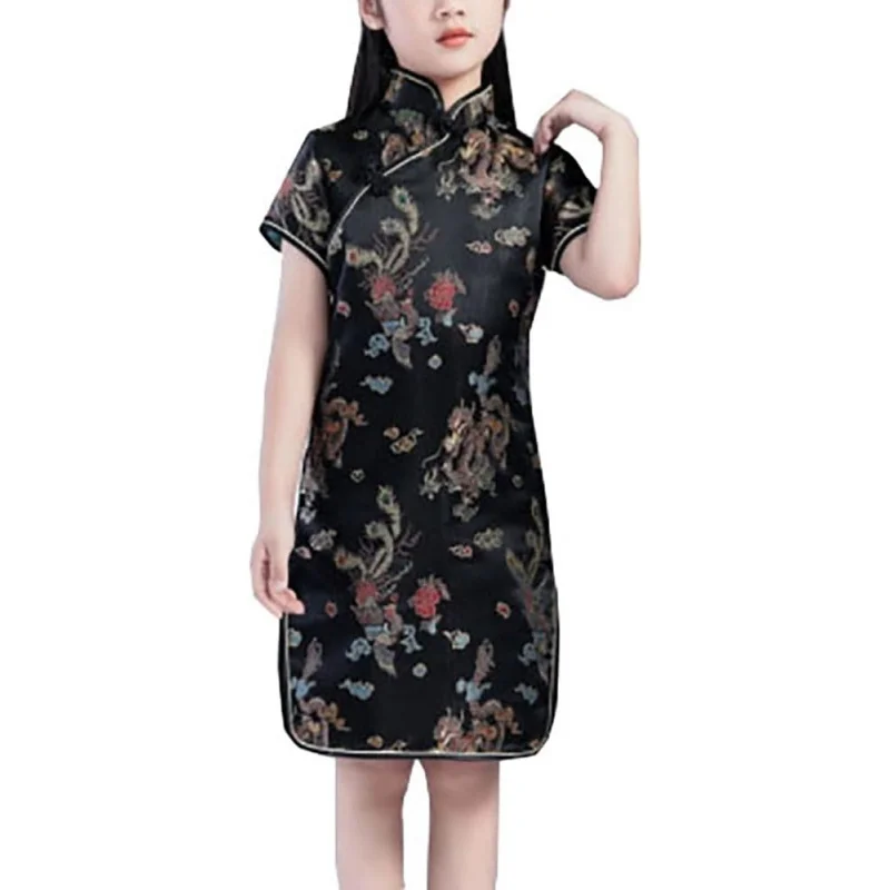 Girls Chinese Qipao Dress Dragon Pattern Short Sleeve Cheongsam Costume for Birthday Party Wedding
Girls Chinese Qipao Dress Dragon Pattern Short Sleeve Cheongsam Costume for Birthday Party Wedding