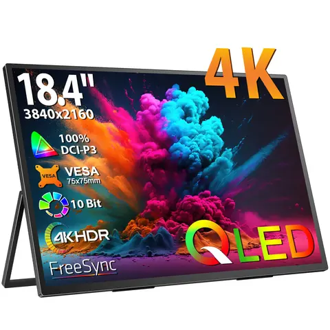 18.4 inch 4K Portable Monitor 3840*2160 QLED 100%sRGB External Mobile Screen for Laptop MAC Xbox PS5 Switch Computer PC Display
