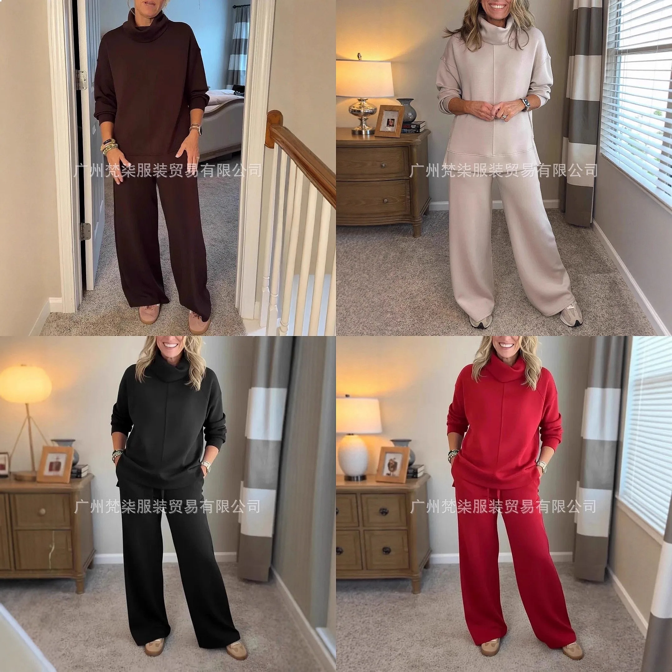 Pure Color Women Long Sleeve High Neck Knit Top Wide Leg Pants Matching Set Spring Summer Casual Jumpsuit Playsuit
Pure Color Women Long Sleeve High Neck Knit Top Wide Leg Pants Matching Set Spring Summer Casual Jumpsuit Playsuit