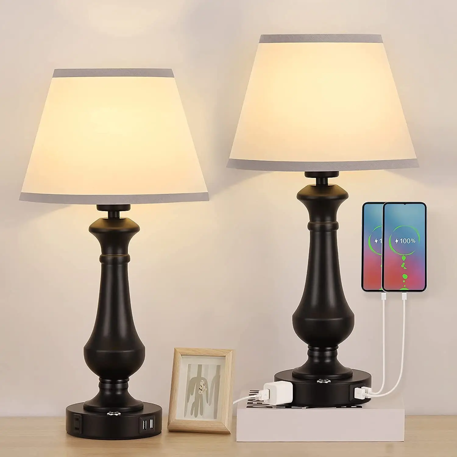 Table Lamps Set of 2 w/USB Port &AC Outlet Bedroom Bedside Lamp Home Decor
Table Lamps Set of 2 w/USB Port &AC Outlet Bedroom Bedside Lamp Home Decor