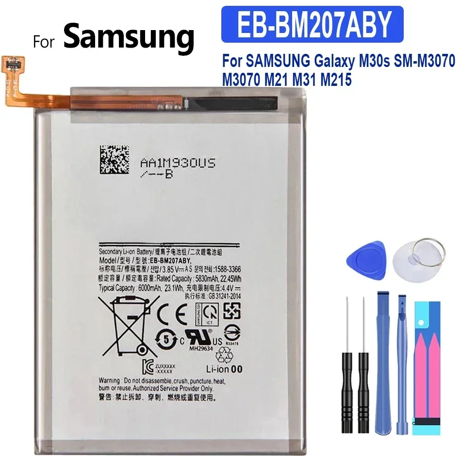 EB-BM207ABY 6000mAh литий-ионный полимерный аккумулятор для SAMSUNG Galaxy M30s SM-M3070 M3070 M21 M31 M215 Bateria
EB-BM207ABY 6000mAh литий-ионный полимерный аккумулятор для SAMSUNG Galaxy M30s SM-M3070 M3070 M21 M31 M215 Bateria