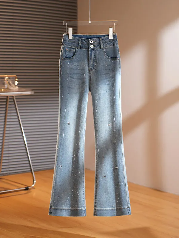 Tianxing Rhinestone Flared Jeans Faionable Women's High Waist Slimming Bell Bot Spring Autumn New Sle Denim Pants
Tianxing Rhinestone Flared Jeans Faionable Women's High Waist Slimming Bell Bot Spring Autumn New Sle Denim Pants