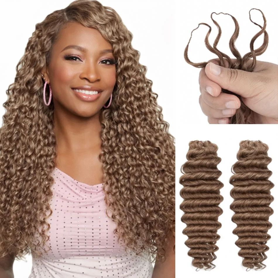 Медово-коричневое наращивание человеческих волос с глубокими волнами и перьями для чернокожих женщин, предварительно разделенное невидимое вязание крючком без узлов для плетения
Медово-коричневое наращивание человеческих волос с глубокими волнами и перьями для чернокожих женщин, предварительно разделенное невидимое вязание крючком без узлов для плетения