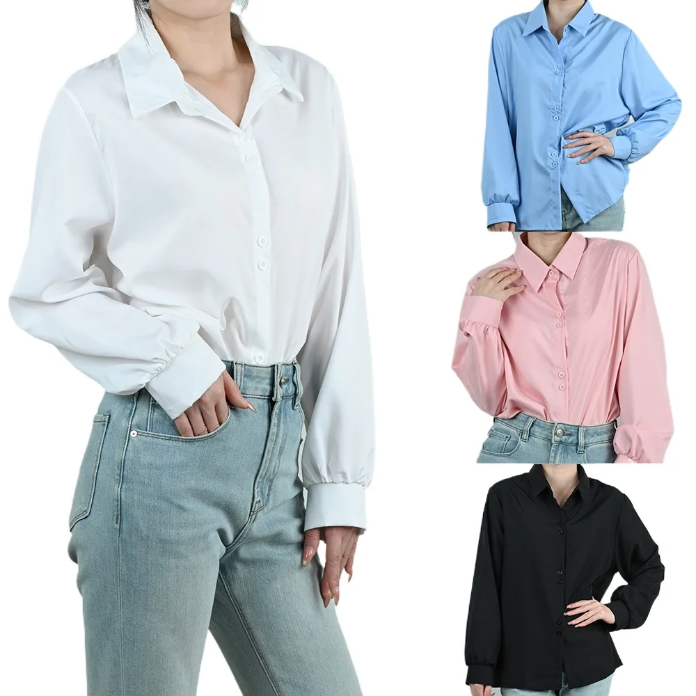 White Women's Loose Shirt Famale Long Sleeve Elegant Oversize Blouse Girls Blue Pink Streetwear Spring Autumn Lady Basic Top
White Women's Loose Shirt Famale Long Sleeve Elegant Oversize Blouse Girls Blue Pink Streetwear Spring Autumn Lady Basic Top