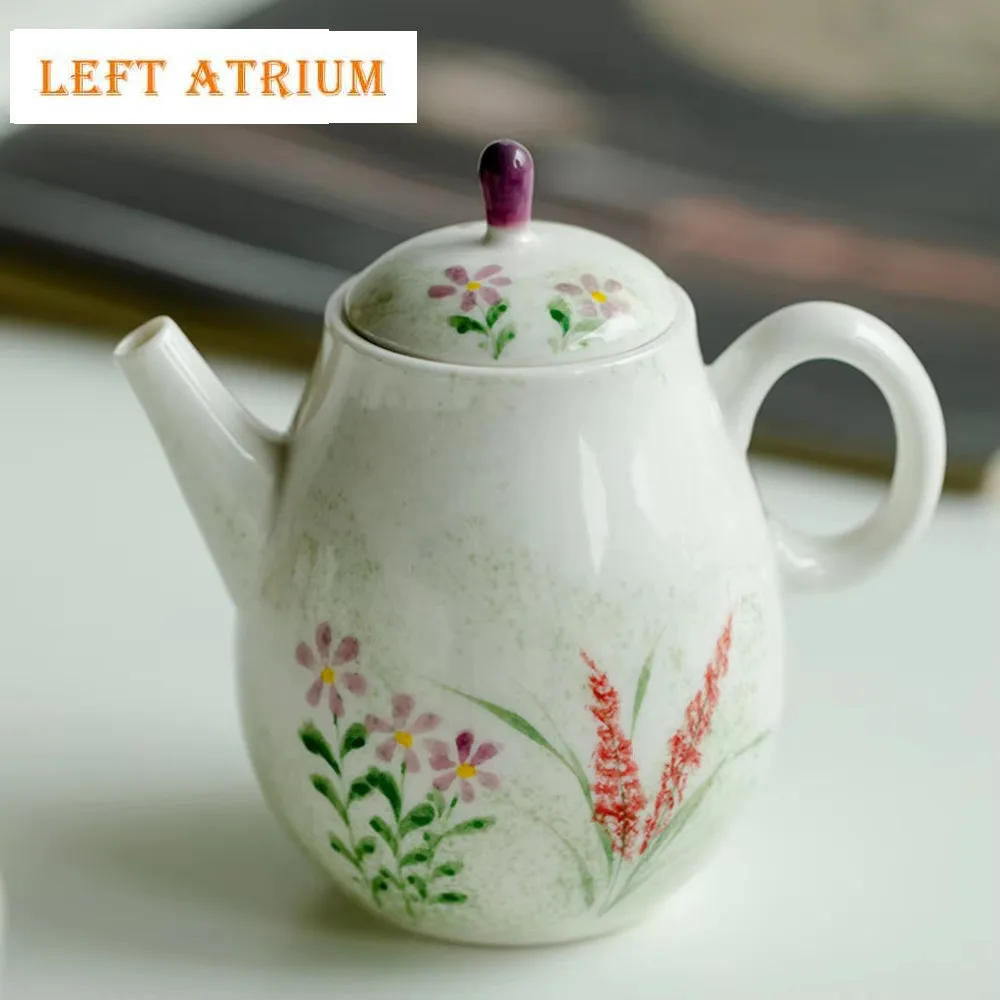 150ml Boutique Hand-painted Reed Ceramic Teapot Sprinkling Green Collection Pot Small Brewing Kettle with Filter Kung Fu Teaset
150ml Boutique Hand-painted Reed Ceramic Teapot Sprinkling Green Collection Pot Small Brewing Kettle with Filter Kung Fu Teaset
