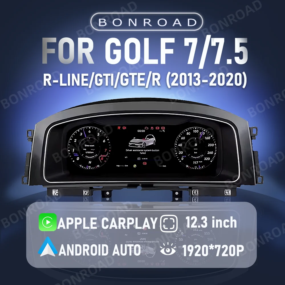 BONROAD 1920*720P Wireless CarPlay Andorid Digital Dashboard Cluster For VW Golf 7/7.5 modify Car Radio Instrument Panel Cockpit
BONROAD 1920*720P Wireless CarPlay Andorid Digital Dashboard Cluster For VW Golf 7/7.5 modify Car Radio Instrument Panel Cockpit