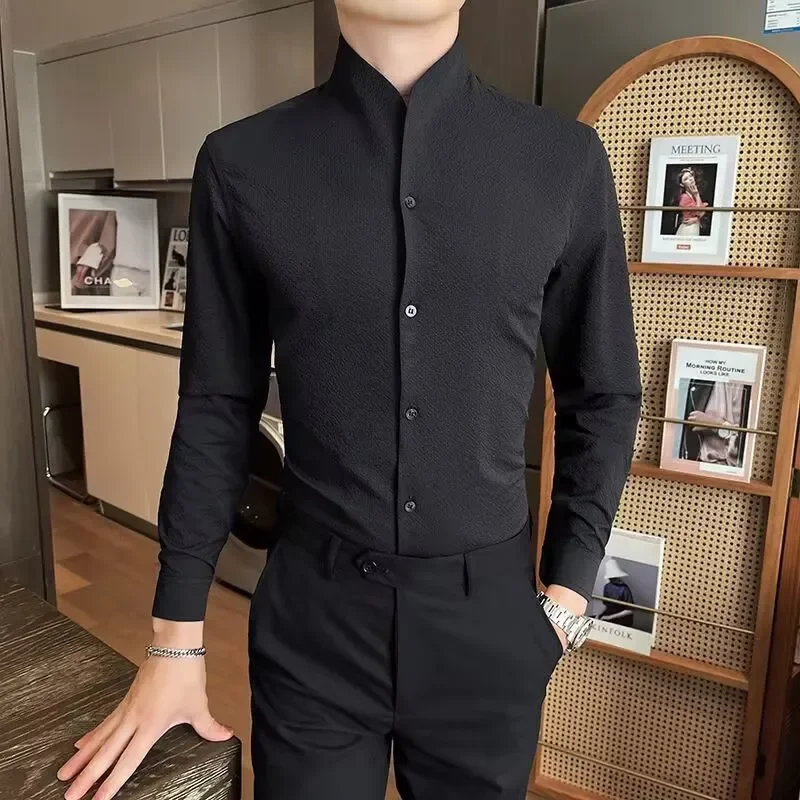 Stand Collar Long Sleeve Shirt Men's Spring Inner Wear New Chinese Style
Stand Collar Long Sleeve Shirt Men's Spring Inner Wear New Chinese Style