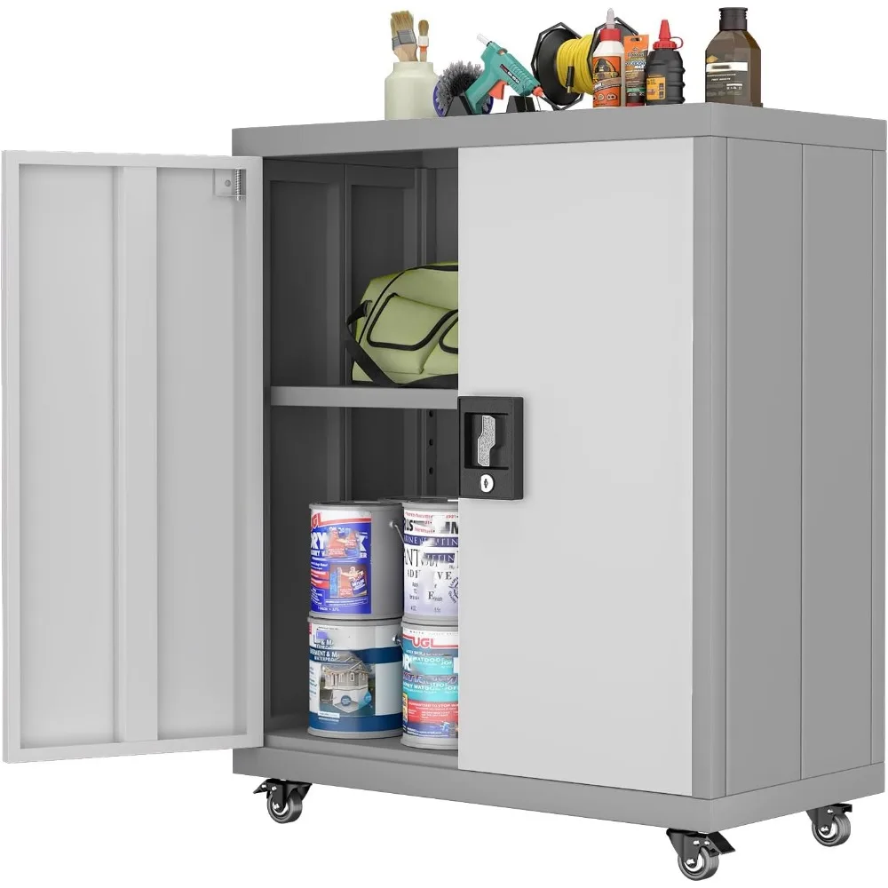 Metal Storage Cabinet with Wheels, Garage Rolling Tool Cabinet with Doors, Lockable Garage Storage Cabinet with Adjustable Shelv
Metal Storage Cabinet with Wheels, Garage Rolling Tool Cabinet with Doors, Lockable Garage Storage Cabinet with Adjustable Shelv