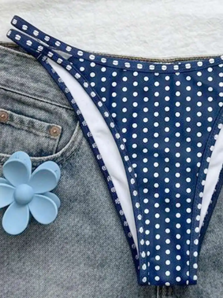 Women Summer Polka Dot Low Waist Bikini Bottom With Tie-Up Straps
Women Summer Polka Dot Low Waist Bikini Bottom With Tie-Up Straps