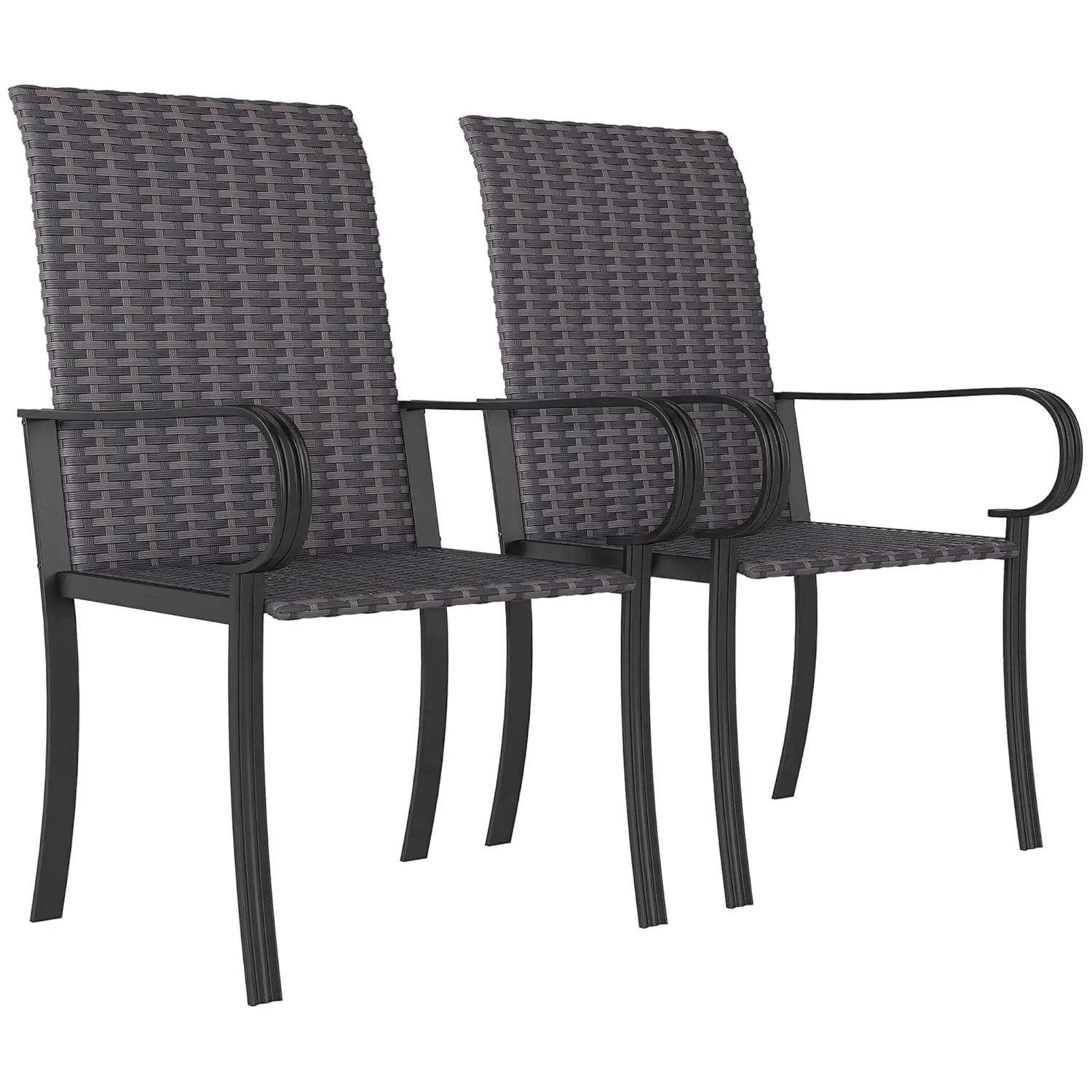 Set of 2 Outdoor Wicker Dining Chairs, All-Weather Rattan Armchairs with Armrests, Steel Frame, High Back and Deep, Customized
Set of 2 Outdoor Wicker Dining Chairs, All-Weather Rattan Armchairs with Armrests, Steel Frame, High Back and Deep, Customized
