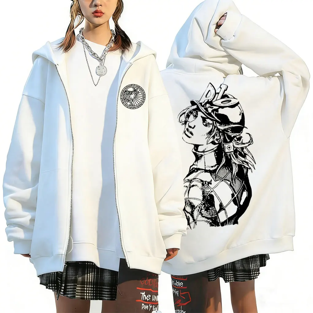 Anime Jojo Bizarre Adventure Steel Ball Run Zipper Hoodie Male Manga Diego Brando Zip Up Jacket Coat Men Casual Vintage Hoodies
Anime Jojo Bizarre Adventure Steel Ball Run Zipper Hoodie Male Manga Diego Brando Zip Up Jacket Coat Men Casual Vintage Hoodies